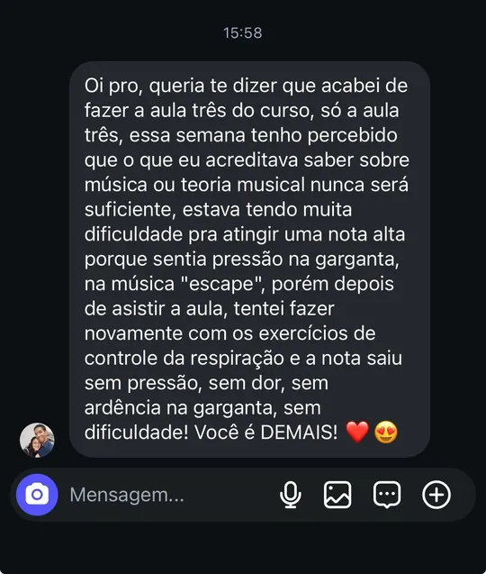 Depoimento de aluno da Luana Lopes 7