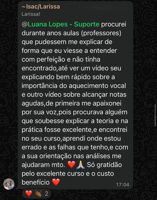 Depoimento de aluno da Luana Lopes 9